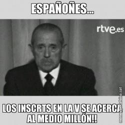 ESPAÑOÑES... LOS INSCRTS EN LA V SE ACERCA AL MEDIO MILLÓN!!