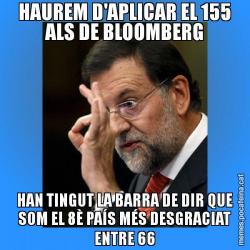 HAUREM D'APLICAR EL 155 ALS DE BLOOMBERG HAN TINGUT LA BARRA DE DIR QUE SOM EL 8È PAÍS MÉS DESGRACIAT ENTRE 66