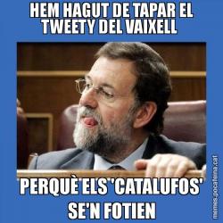 HEM HAGUT DE TAPAR EL TWEETY DEL VAIXELL  PERQUÈ ELS 'CATALUFOS' SE'N FOTIEN
