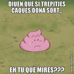 DIUEN QUE SI TREPITJES CAQUES DONA SORT... EH TU QUÈ MIRES???