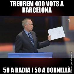 TREUREM 400 VOTS A BARCELONA 50 A BADIA I 50 A CORNELLÀ