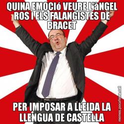 QUINA EMOCIó VEURE L'àNGEL ROS I ELS FALANGISTES DE BRACET PER IMPOSAR A LLEIDA LA LLENGUA DE CASTELLA