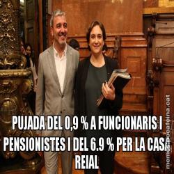 PUJADA DEL 0,9 % A FUNCIONARIS I PENSIONISTES I DEL 6.9 % PER LA CASA REIAL