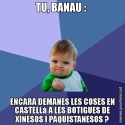 TU, BANAU :  ENCARA DEMANES LES COSES EN CASTELLà A LES BOTIGUES DE XINESOS I PAQUISTANESOS ?