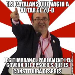 ELS CATALANS QUE VAGIN A VOTAR EL 20-D LEGITIMARAN EL PARLAMENT I EL GOVERN DEL PPSOEC'S QUE ES CONSTITUIRÀ DESPRÉS