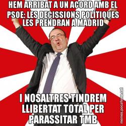 HEM ARRIBAT A UN ACORD AMB EL PSOE: LES DECISSIONS POLÍTIQUES LES PRENDRAN A MADRID I NOSALTRES TINDREM LLIBERTAT TOTAL PER PARASSITAR TMB