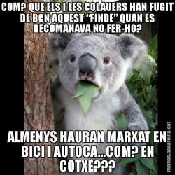 COM? QUE ELS I LES COLAUERS HAN FUGIT DE BCN AQUEST “FINDE” QUAN ES RECOMANAVA NO FER-HO? ALMENYS HAURAN MARXAT EN BICI I AUTOCA...COM? EN COTXE???
