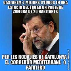 GASTAREM 4 MILIONS D'EUROS EN UNA ESTACIÓ DEL TGV EN UN POBLE DE ZAMORA DE 26 HABITANTS PER LES RODALIES DE CATALUNYA I EL CORREDOR MEDITERRANI:  0 PATATERO