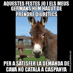 AQUESTES FESTES JO I ELS MEUS GERMANS HEM HAGUT DE PRENDRE DIURÈTICS PER A SATISFER LA DEMANDA DE CAVA NO CATALÀ A CASPANYA