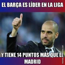 EL BARÇA ES LÍDER EN LA LIGA Y TIENE 14 PUNTOS MÁS QUE EL MADRID