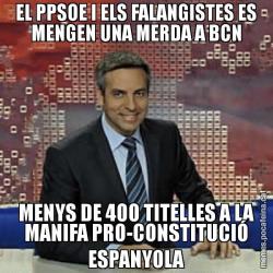 EL PPSOE I ELS FALANGISTES ES MENGEN UNA MERDA A BCN MENYS DE 400 TITELLES A LA MANIFA PRO-CONSTITUCIÓ ESPANYOLA