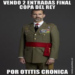 VENDO 2 ENTRADAS FINAL COPA DEL REY POR OTITIS CRONICA