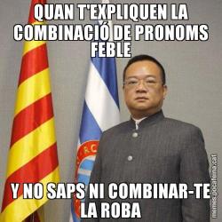 QUAN T'EXPLIQUEN LA COMBINACIÓ DE PRONOMS FEBLE Y NO SAPS NI COMBINAR-TE LA ROBA