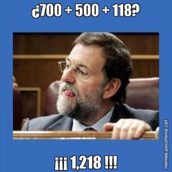 ¿700 + 500 + 118? ¡¡¡ 1,218 !!!