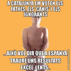A CATALUNYA EM VOTEN ELS FATXES, ELS 'CANIS' I ELS IGNORANTS ...AIXÒ VOL DIR QUE A ESPANYA TRAURÉ UNS RESULTATS EXCEL·LENTS..