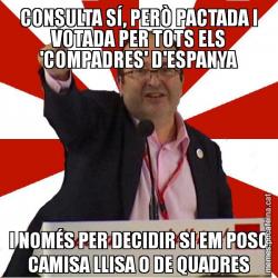CONSULTA SÍ, PERÒ PACTADA I VOTADA PER TOTS ELS 'COMPADRES' D'ESPANYA I NOMÉS PER DECIDIR SI EM POSO CAMISA LLISA O DE QUADRES