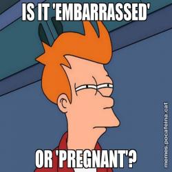 IS IT 'EMBARRASSED' OR 'PREGNANT'?