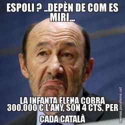 ESPOLI ? ..DEPÈN DE COM ES MIRI... LA INFANTA ELENA COBRA 300.000 € L'ANY, SÓN 4 CTS. PER CADA CATALÀ