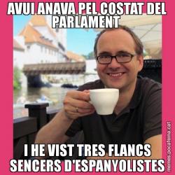 AVUI ANAVA PEL COSTAT DEL PARLAMENT  I HE VIST TRES FLANCS SENCERS D'ESPANYOLISTES