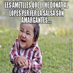 LES AMETLLES QUE LI HE DONAT AL LOPES PER FER LA SALSA SÓN AMARGANTES....