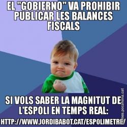 EL "GOBIERNO" VA PROHIBIR PUBLICAR LES BALANCES FISCALS SI VOLS SABER LA MAGNITUT DE L'ESPOLI EN TEMPS REAL: HTTP://WWW.JORDIBABOT.CAT/ESPOLIMETRE/