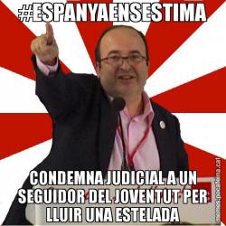 #ESPANYAENSESTIMA CONDEMNA JUDICIAL A UN SEGUIDOR DEL JOVENTUT PER LLUIR UNA ESTELADA