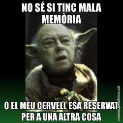 NO SÉ SI TINC MALA MEMÒRIA O EL MEU CERVELL ESÀ RESERVAT PER A UNA ALTRA COSA