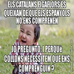 ELS CATALANS FIGAFLORS ES QUEIXAN DE QUE ELS ESPANYOLS NO ENS COMPRENEN JO PREGUNTO: I PERQUè COLLONS NECESSITEM QUE ENS COMPRENGUIN ?