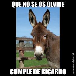 QUE NO SE OS OLVIDE CUMPLE DE RICARDO