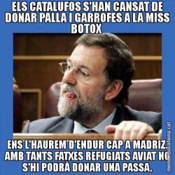 ELS CATALUFOS S'HAN CANSAT DE DONAR PALLA I GARROFES A LA MISS BOTOX  ENS L'HAUREM D'ENDUR CAP A MADRIZ. AMB TANTS FATXES REFUGIATS AVIAT NO S'HI PODRÀ DONAR UNA PASSA.