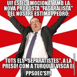 UI! ESTIC EMOCIONAT AMB LA NOVA PROPOSTA "FADARALISTA" DEL NOSTRE ESTIMAT PEDRO: TOTS ELS "SEPARATISTES", A LA PRESÓ! COM A TURQUIA! VISCA EL PPSOEC'S!!!