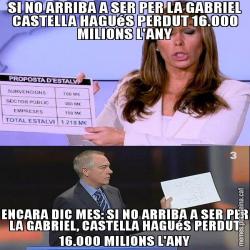 SI NO ARRIBA A SER PER LA GABRIEL CASTELLA HAGUéS PERDUT 16.000 MILIONS L'ANY ENCARA DIC MES: SI NO ARRIBA A SER PER LA GABRIEL, CASTELLA HAGUéS PERDUT 16.000 MILIONS L'ANY