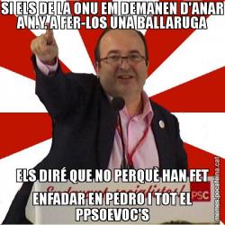 SI ELS DE LA ONU EM DEMANEN D'ANAR A N.Y. A FER-LOS UNA BALLARUGA ELS DIRÉ QUE NO PERQUÈ HAN FET ENFADAR EN PEDRO I TOT EL PPSOEVOC'S