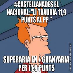 #CASTELLANADES EL NACIONAL: "LI TRAURIA 11,9 PUNTS AL PP " SUPERARIA EN / GUANYARIA PER 11.9 PUNTS