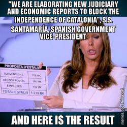 "WE ARE ELABORATING NEW JUDICIARY AND ECONOMIC REPORTS TO BLOCK THE INDEPENDENCE OF CATALONIA", S.S. SANTAMARÍA, SPANISH GOVERNMENT VICE-PRESIDENT AND HERE IS THE RESULT