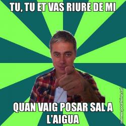 TU, TU ET VAS RIURE DE MI QUAN VAIG POSAR SAL A L'AIGUA