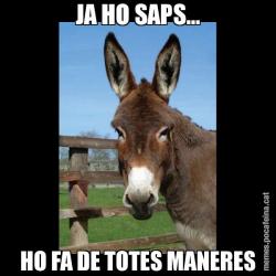 JA HO SAPS... HO FA DE TOTES MANERES