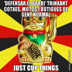 'DEFENSAR EL BARRI' TRINXANT COTXES, MOTOS I BOTIGUES DE GENT NORMAL JUST CUP THINGS