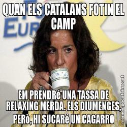 QUAN ELS CATALANS FOTIN EL CAMP EM PRENDRé UNA TASSA DE RELAXING MERDA. ELS DIUMENGES, PERò, HI SUCARé UN CAGARRO