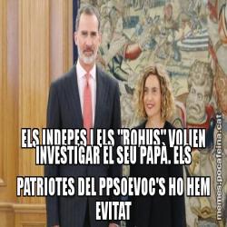 ELS INDEPES I ELS "ROHUS" VOLIEN INVESTIGAR EL SEU PAPÀ. ELS PATRIOTES DEL PPSOEVOC'S HO HEM EVITAT