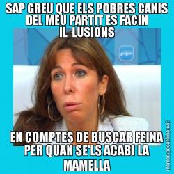 SAP GREU QUE ELS POBRES CANIS DEL MEU PARTIT ES FACIN IL·LUSIONS EN COMPTES DE BUSCAR FEINA PER QUAN SE'LS ACABI LA MAMELLA