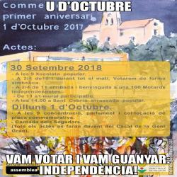 U D'OCTUBRE VAM VOTAR I VAM GUANYAR: INDEPENDÈNCIA!