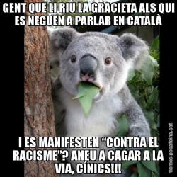 GENT QUE LI RIU LA GRACIETA ALS QUI ES NEGUEN A PARLAR EN CATALÀ I ES MANIFESTEN “CONTRA EL RACISME”? ANEU A CAGAR A LA VIA, CÍNICS!!!