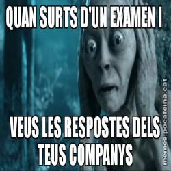 QUAN SURTS D'UN EXAMEN I  VEUS LES RESPOSTES DELS TEUS COMPANYS