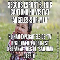 SEGONS ESPORT 3, ERIC CANTONA HA VISITAT “ARGELÈS-SUR-MER” HO HAN EXPLICAT ELS DE “TV REGIONAL DEL NORD-EST D’ESPANYA“, DES DE “SAN JUAN DESPÍN”