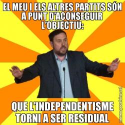 EL MEU I ELS ALTRES PARTITS SÓN A PUNT D’ACONSEGUIR L’OBJECTIU: QUE L’INDEPENDENTISME TORNI A SER RESIDUAL