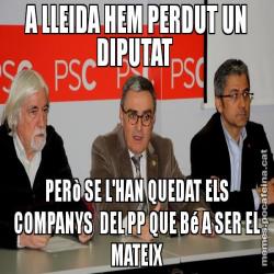 A LLEIDA HEM PERDUT UN DIPUTAT  PERò SE L'HAN QUEDAT ELS COMPANYS  DEL PP QUE Bé A SER EL MATEIX