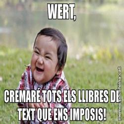 WERT, CREMARÉ TOTS ELS LLIBRES DE TEXT QUE ENS IMPOSIS!