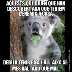 AQUESTS QUE DIUEN QUE HAN DESCOBERT ARA QUE TENIEM L'ENEMIC A CASA DEBIEN TENIR PA A L'ULL. AIXÒ SÍ:  MÉS VAL TARD QUE MAI..