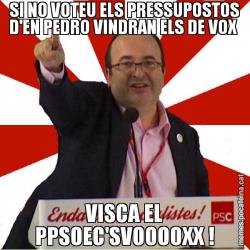 SI NO VOTEU ELS PRESSUPOSTOS D'EN PEDRO VINDRAN ELS DE VOX  VISCA EL PPSOEC'SVOOOOXX !